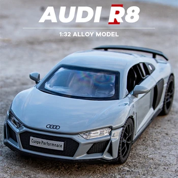1:32 Audi R8 Cuope Performnace Сплав за Леене под налягане на Метални Превозни средства на Модел на превозното средство за Моделиране на Звука И Светлината се Събират, Автомобили, Играчки, Подаръци за Деца