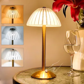 Настолна лампа в стил ретро с докосване на затъмняване, светодиодна настолна лампа, акумулаторна безжична нощна светлина за осветяване на кафе/хотел/ресторант /спални