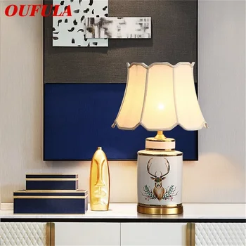 Керамични настолни лампи OUFULA, месинг настолна лампа за дома, хол, Трапезария, Спалня, Офис