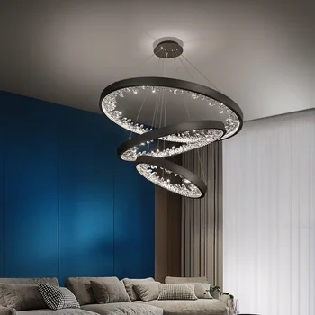 Висящи лампи Nordic Luxury K9 Crystal Ring, led полилей, с регулируема яркост, кръгла подвесная лампа за дневна, трапезария лампа