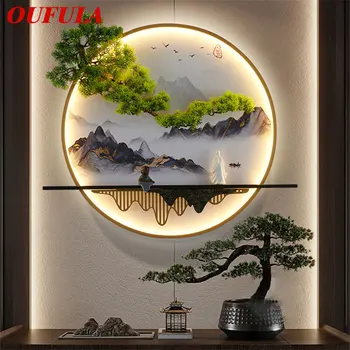 OUFULA, модерна стенни картина, лампата вътре, креативна китайски пейзаж стенопис, стенни лампи, Лампа LED за дома, хол, спалня, кабинет