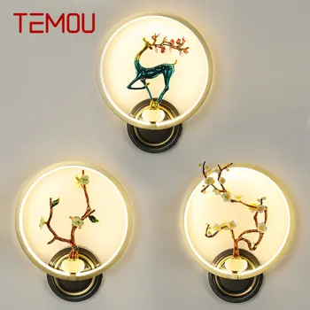 Стенен лампа TEMOU от месинг, 3 цвята, модерни цветове, елена, медни аплици, осветителни тела за хол, коридор декор