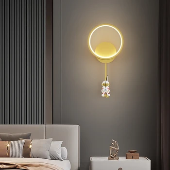 Нощна лампа, монтиран на стената лампа за спални, стенни лампи, минималистичен творчески астронавт, декоративна лампа за детска стая