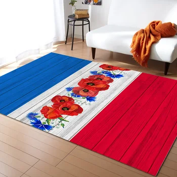 Флаг Ден ленти цветя килим за хола масичка за кафе, килимче за пода на кабинета Нощно шкафче за спалня Декорация на дома, Голям килим за пода