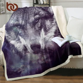 BeddingOutlet Одеяла с вълк за легла, плюшевое покривки с 3D принтом животни, Пушистое одеяло със звездите на Галактиката, Нощното Небе, Шерпа, флисовое одеяло