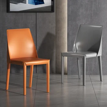 Италианско минималистичное кожен стол-седло, Лесно Луксозно Домашно Ергономичен дизайн обяд стол в индустриален стил, Ресторантско стол