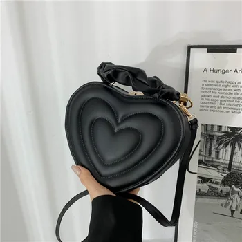 Лято 2023, модни дамски чанти през рамо във формата на сърце от изкуствена кожа, дамски чанти през рамо, реколта ежедневни чанти за ръце