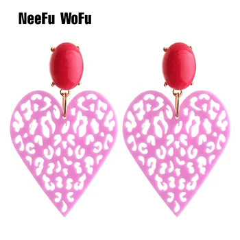 NeeFu WoFu Обеци с кристали във формата на капки, Камък във формата на сърце, голямо ухо за жените, голяма дълъг подарък под формата на Бринко, украса за уши
