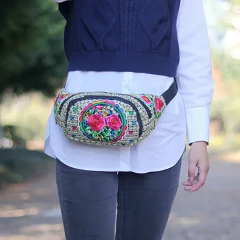 Нова тенденция женски скута чанти с национална бродерия за пазаруване!Красива дамска чанта с цип, с релефни флорални, горна холщовая чанта-переноска