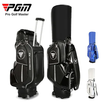 Стандартна чанта за голф Pgm с колела, водоустойчив голф чанти от изкуствена кожа, включване на пакети с голям капацитет, които могат да се настанят 13-14 стикове, пътен комплект, нов