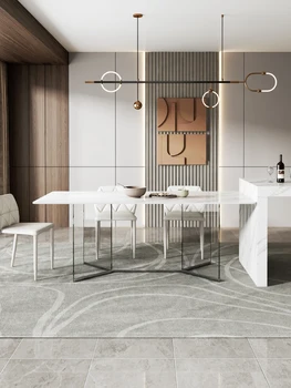 Обичай акрилни маса от камък Модерен лесен домакински компактен дизайн, прозрачно закалено стъкло 2021 нов маса за хранене