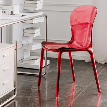 Модерен Лек Луксозен стол за хранене, изработени от пластмаса за хол, дизайн трапезария стол с висока облегалка, Удобна обстановка Sillas Comedor